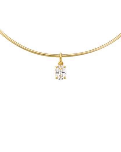 Pendentif Little Oval Gold MYA BAY pierre ovale blanche
