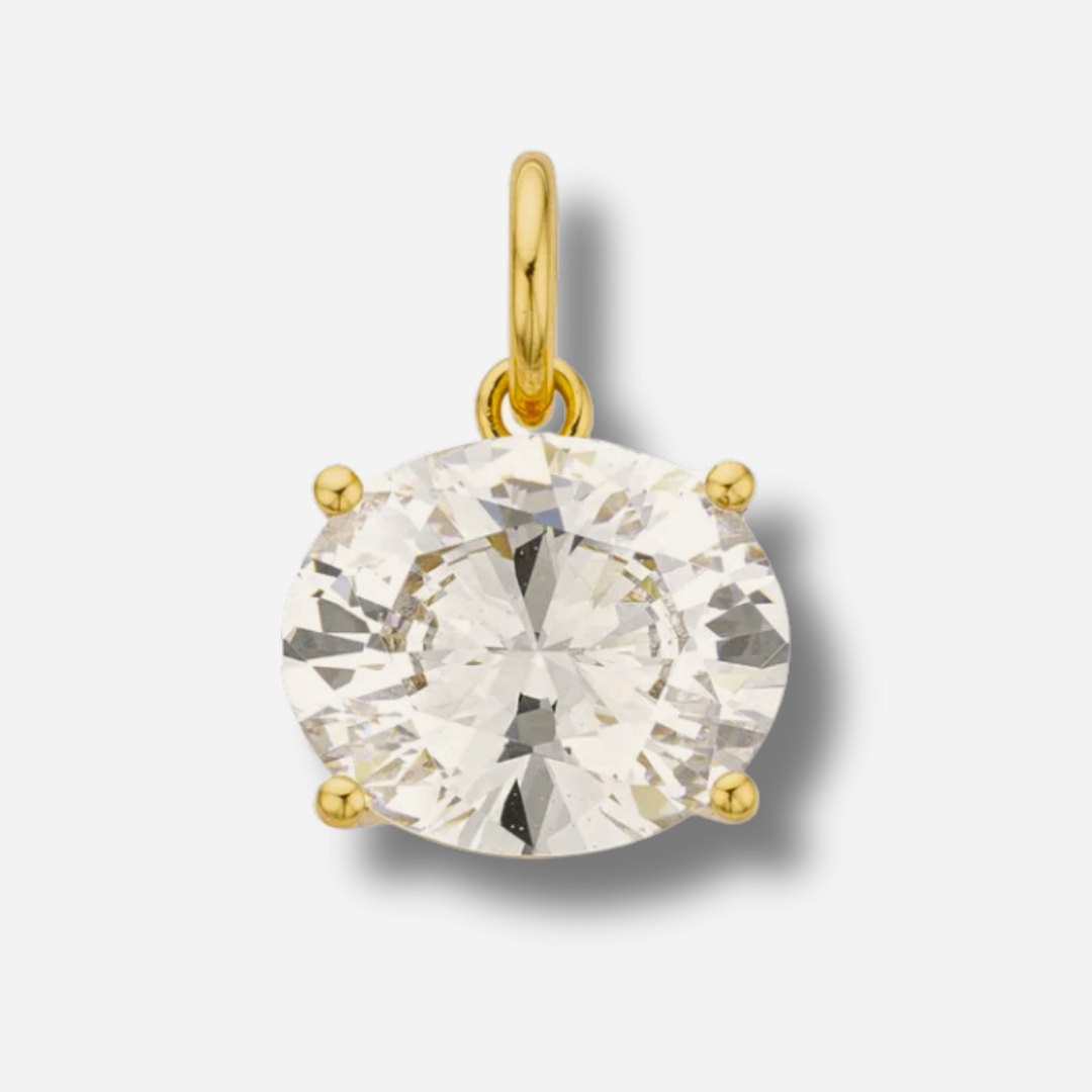 Pendentif Oval Gold MYA BAY grande pierre blanche ovale facettée pour collier Torque
