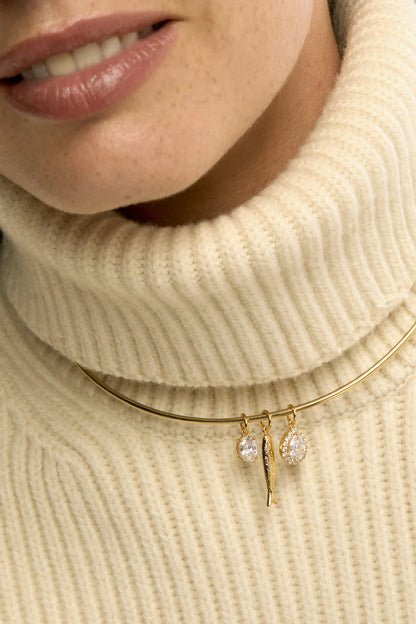 Pendentif Pear Gold MYA BAY pierre blanche taille poire avec strass pour collier Torque
