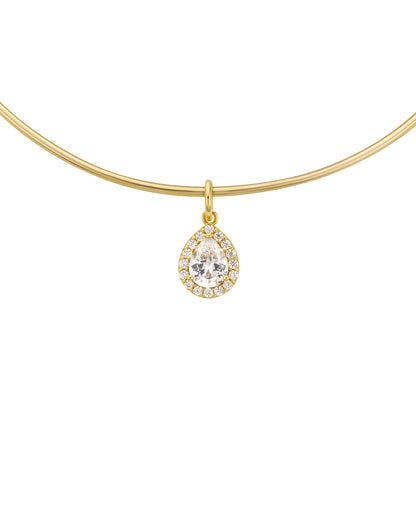 Pendentif Pear Gold MYA BAY pierre blanche taille poire avec strass pour collier Torque
