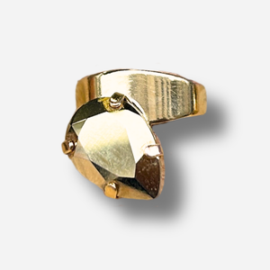 Pinky Ring Goutte Gold Crézus bague dorée pierre goutte réglable