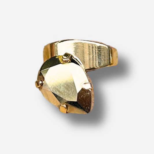 Pinky Ring Goutte Gold Crézus bague dorée pierre goutte réglable