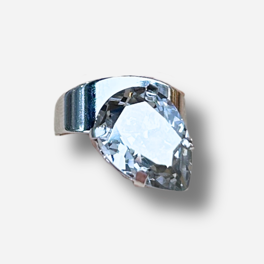 Pinky Ring Goutte Silver Crézus bague petit doigt pierre goutte argent