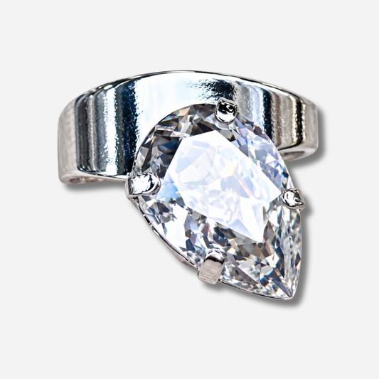 Pinky Ring Goutte Silver Crézus bague petit doigt pierre goutte argent