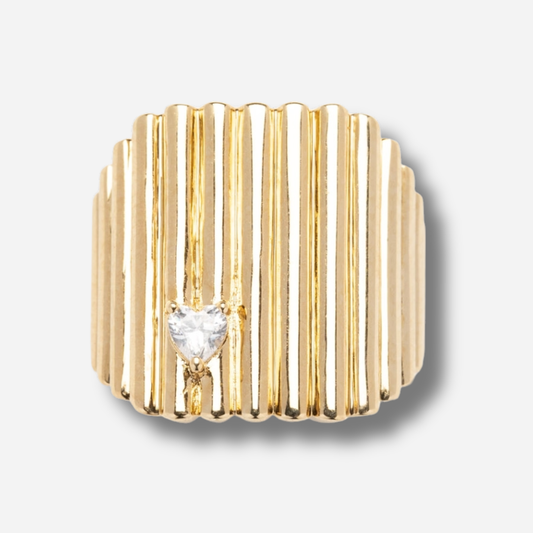 Bague petit doigt Love Sigal dorée striée