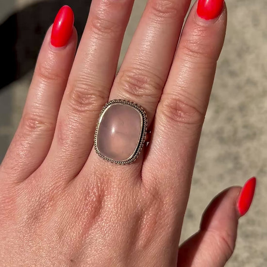 Bague quartz rose argent 925 bijou féminin