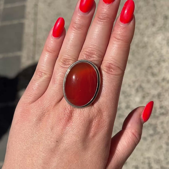 Bague cornaline argent 925 bijou solaire