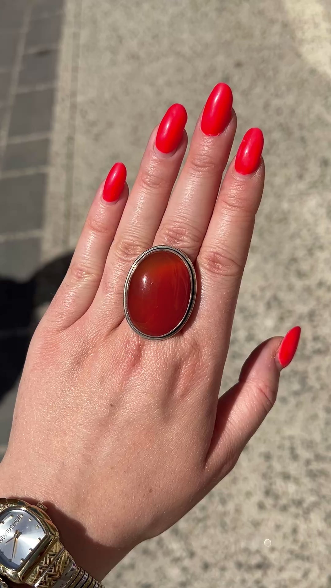 Bague cornaline argent 925 bijou solaire