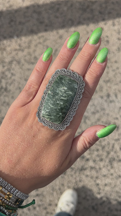 BAGUE - SERAPHINITE ARGENT 925