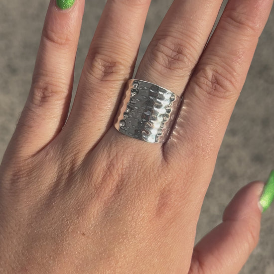 Bague Tribu 10 réglable en argent 925 martelé pour femme – Divinity Sète
