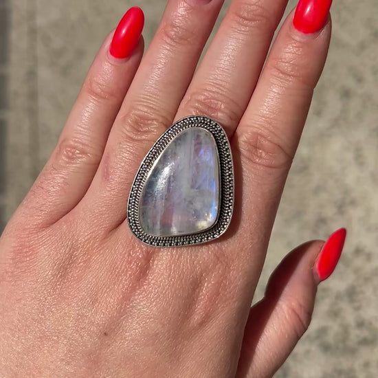 Bague pierre naturelle bleue argent 925 originale