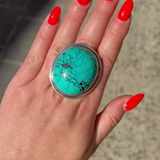Bague pierre naturelle turquoise argent massif