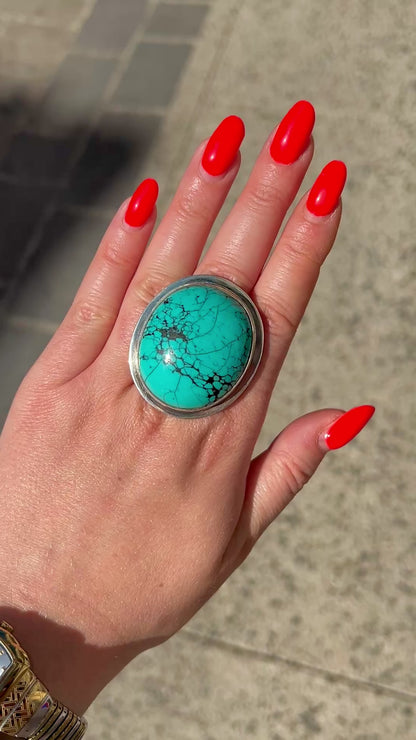 Bague pierre naturelle turquoise argent massif