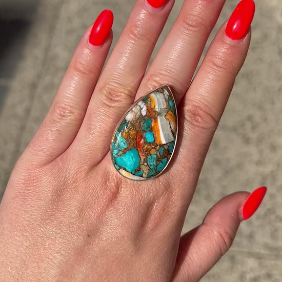 Bague pierre naturelle multicolore style bohème chic