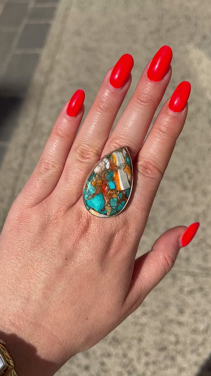 Bague pierre naturelle multicolore style bohème chic
