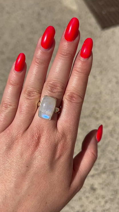 Bague pierre naturelle rectangle petite taille