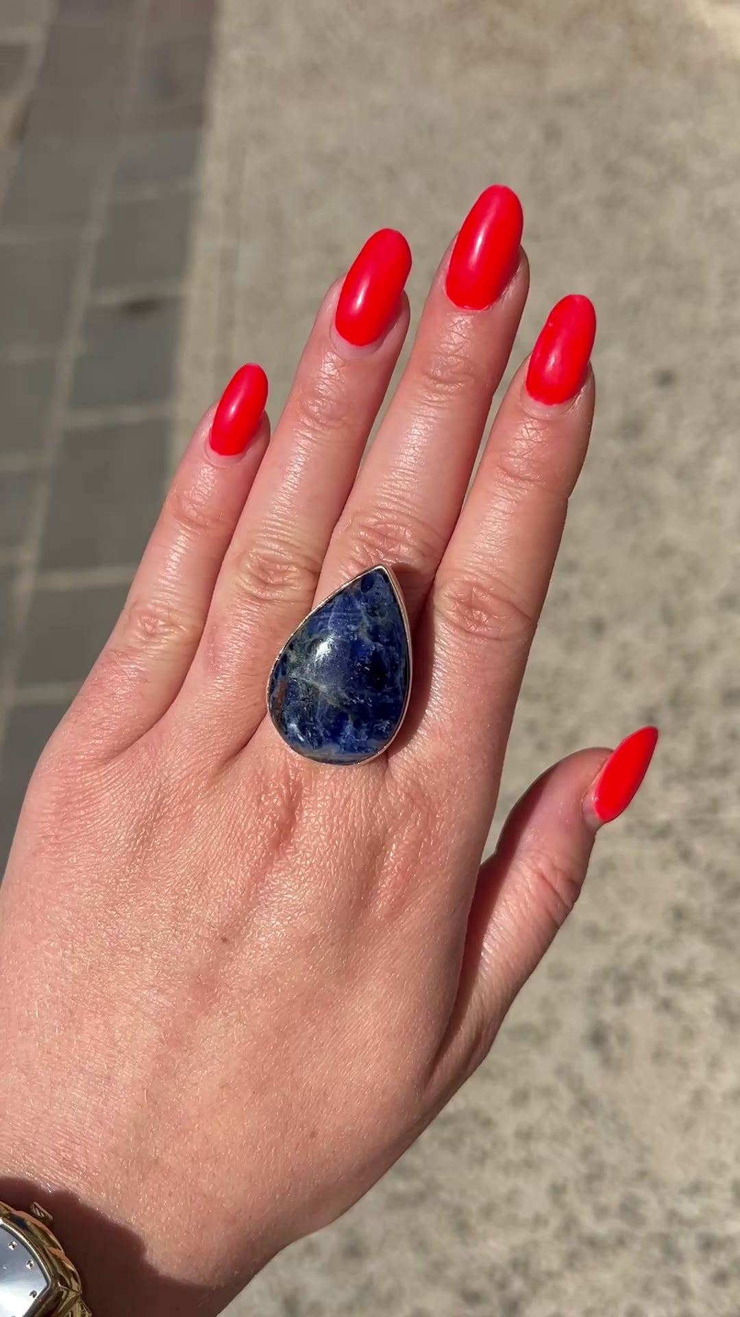 Bague pierre bleue goutte élégante argent 925