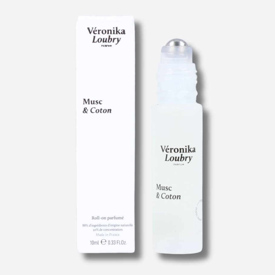 Roll-on parfumé Musc & Coton Véronika Loubry 10 ml aux notes de fleur de coton, musc et vanille