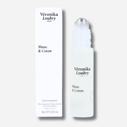 Roll-on parfumé Musc & Coton Véronika Loubry 10 ml aux notes de fleur de coton, musc et vanille