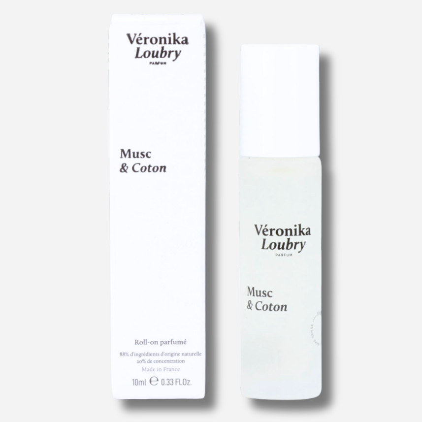Roll-on parfumé Musc & Coton Véronika Loubry 10 ml aux notes de fleur de coton, musc et vanille