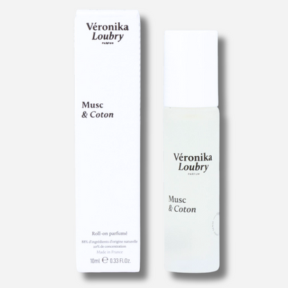 Roll-on parfumé Musc & Coton Véronika Loubry 10 ml aux notes de fleur de coton, musc et vanille