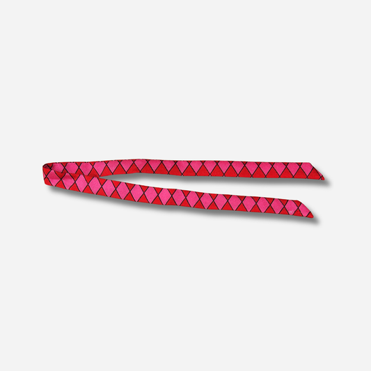 Ruban 1 cm Arlequin An-née rose et rouge à motif losanges