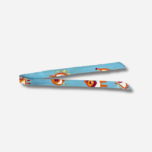 Ruban 1 cm Clairvoyance neutre motif oeil bleu bijou manchette femme