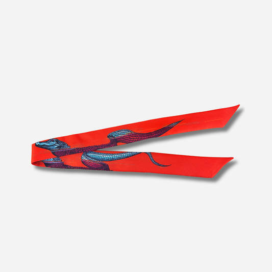 Ruban 2 cm Crocodiles Orange An-née imprimé pour manchette
