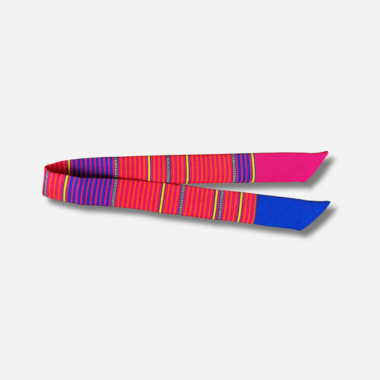 Ruban 2 cm Rayures Coloré An-née rose orange bleu et jaune pour manchette
