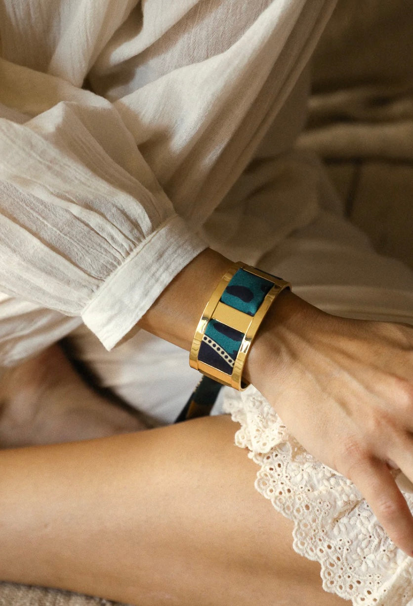 Ruban fin Annee nuances olive bleu beige
