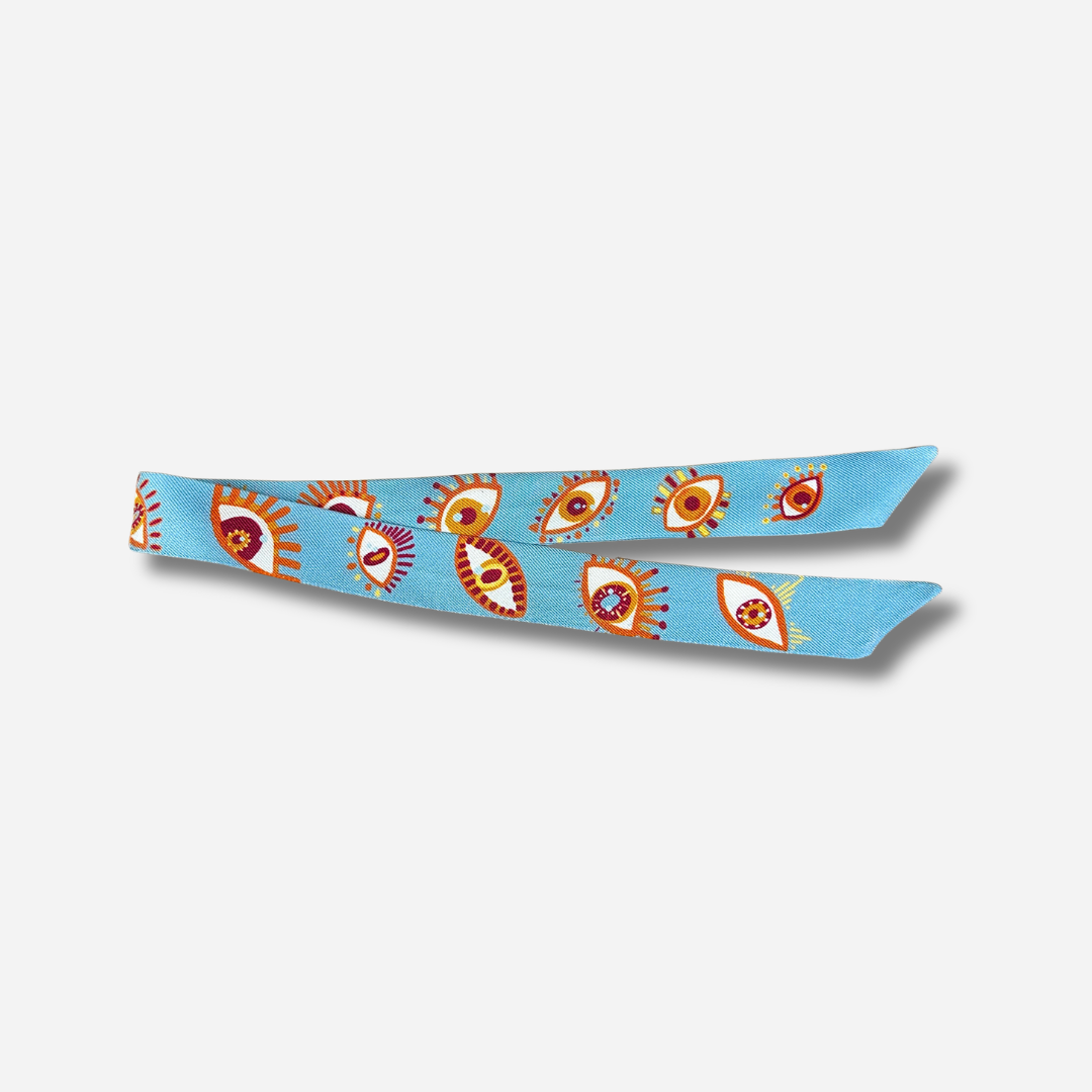 Ruban 2 cm Clairvoyance neutre motif oeil bleu bijou manchette femme