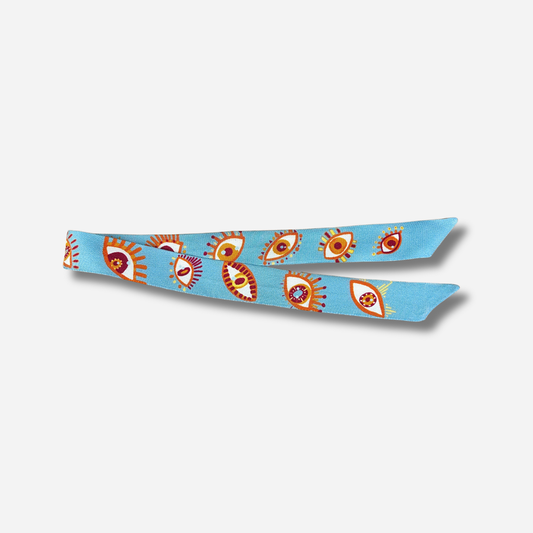 Ruban 2 cm Clairvoyance neutre motif oeil bleu bijou manchette femme