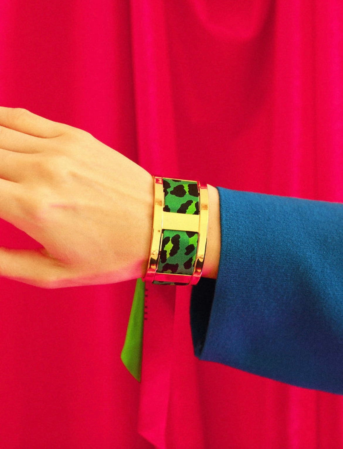 Ruban fin Annee leopard fluo vert rose Divinity Sete