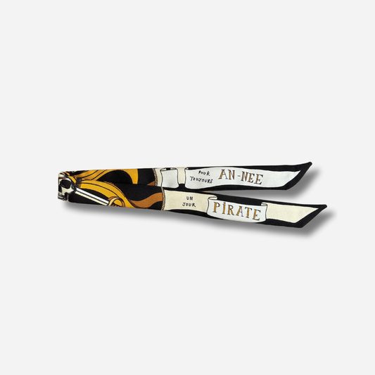 Ruban 2 cm pirate noir et blanc message manchette femme