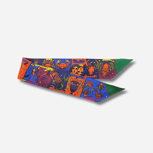 Ruban 4 cm Astrologie Coloré An-née imprimé signes du zodiaque multicolore
