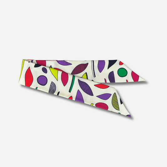Ruban 4 cm Pop An-née écru à motifs graphiques multicolores pour manchette

