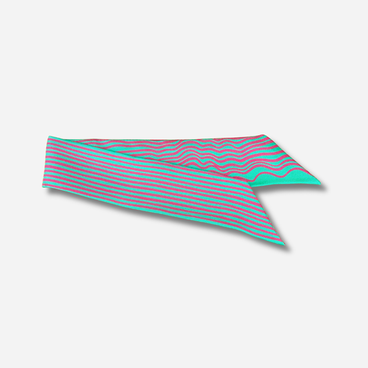Ruban 4 cm Vague Coloré An-née turquoise et rose fuchsia pour manchette
