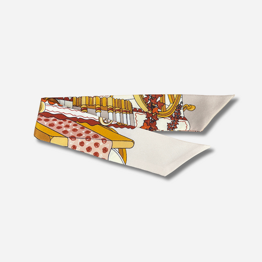 Ruban 4 cm adresse inconnue beige motif graphique manchette femme