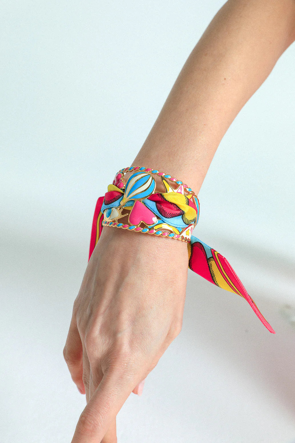 Ruban 4 cm Bim flashy motif graphique coloré bijou manchette femme