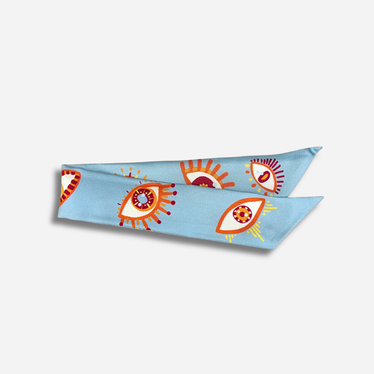 Ruban 4 cm Clairvoyance neutre motif oeil bleu bijou manchette femme