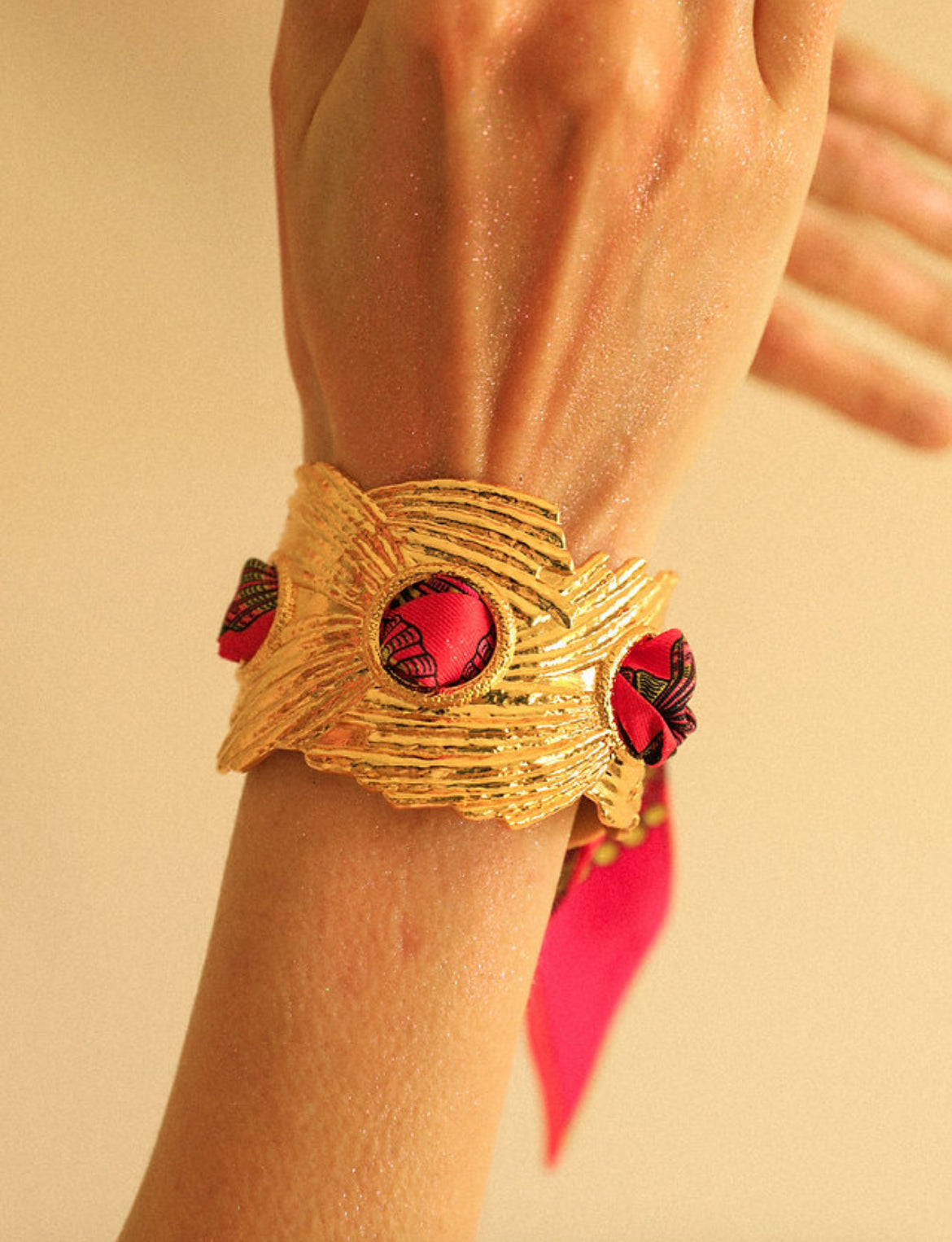 Ruban bijou 4 cm rouge rose motif marin femme