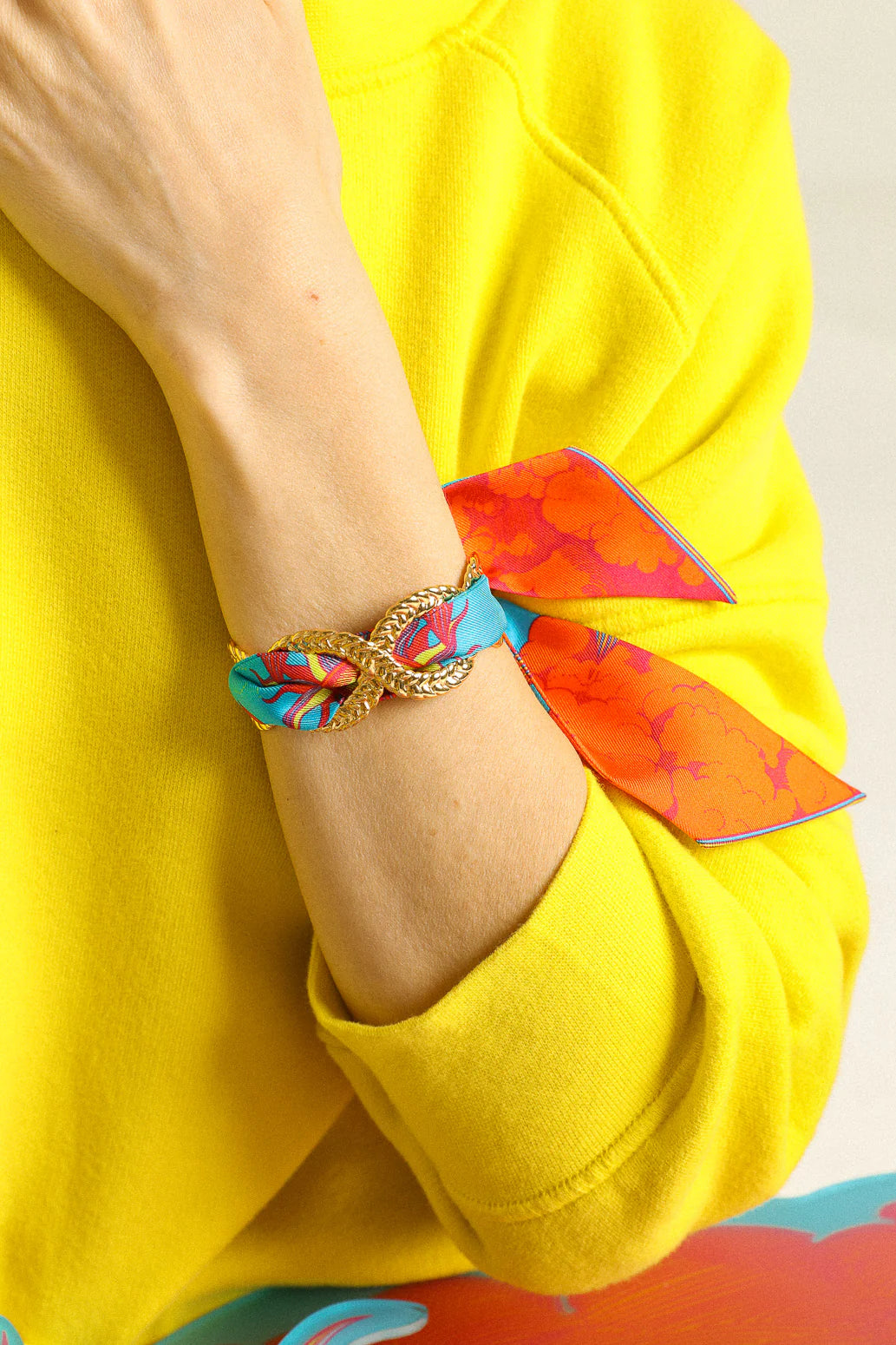 Ruban 4 cm Le Temps flashy motif soleil nuages bijou manchette femme
