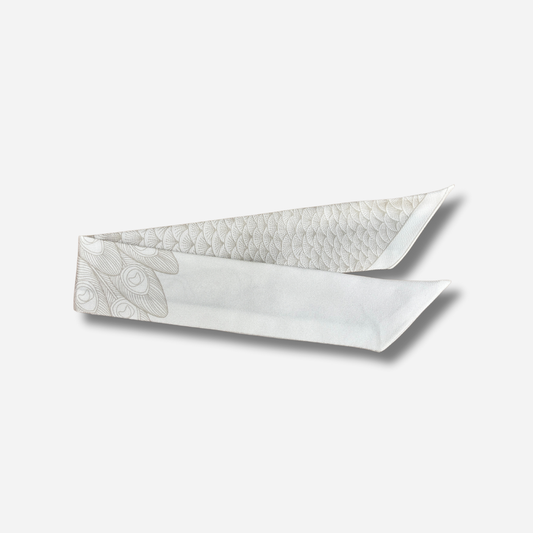 Ruban 4 cm paon blanc motif plume élégant bijou manchette femme