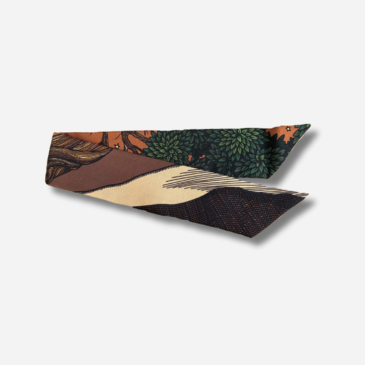 Ruban 4 cm terre tons naturels marron vert manchette femme