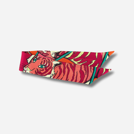 Ruban 4 cm tigre et cerceaux colorés motif animal manchette femme