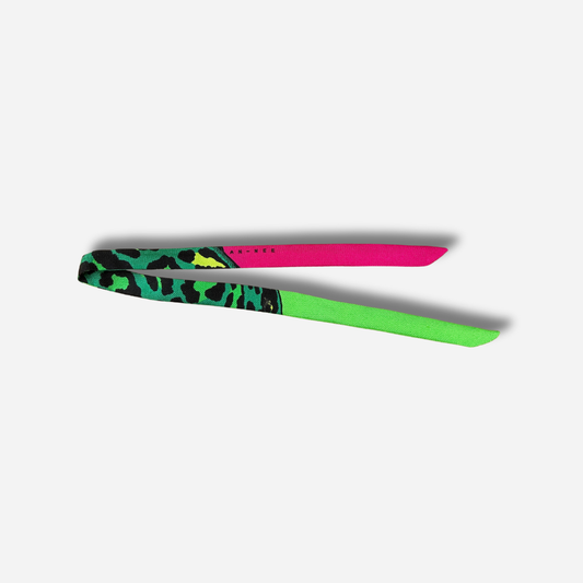 RUBAN 1 CM - LÉOPARD VERT ET ROSE