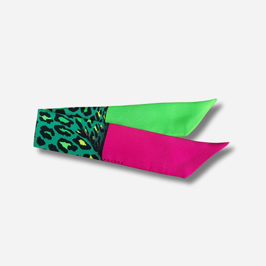 RUBAN 4 CM - LÉOPARD VERT ET ROSE