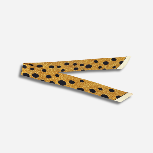 Ruban en soie 2 cm Guépard ocre et noir An-née pour bijou
