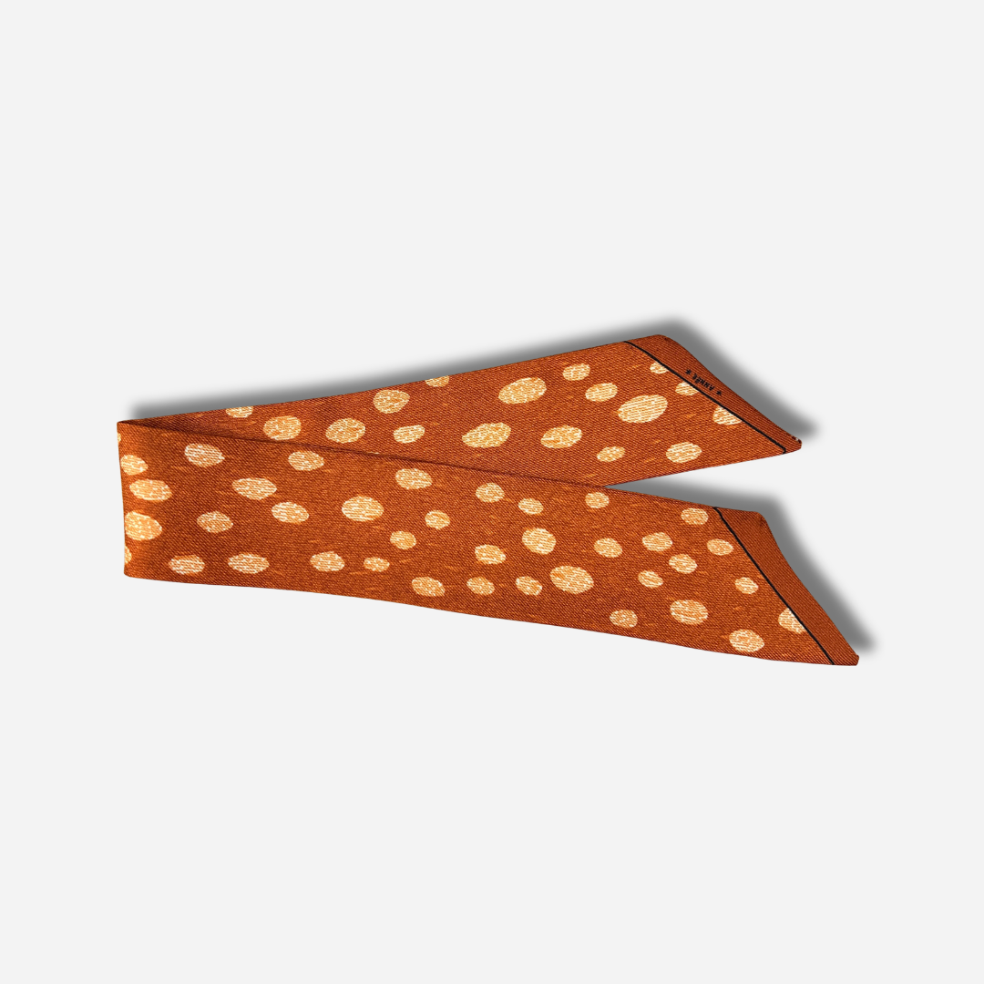 Ruban en soie 4 cm Faon camel et crème An-née pour manchette
