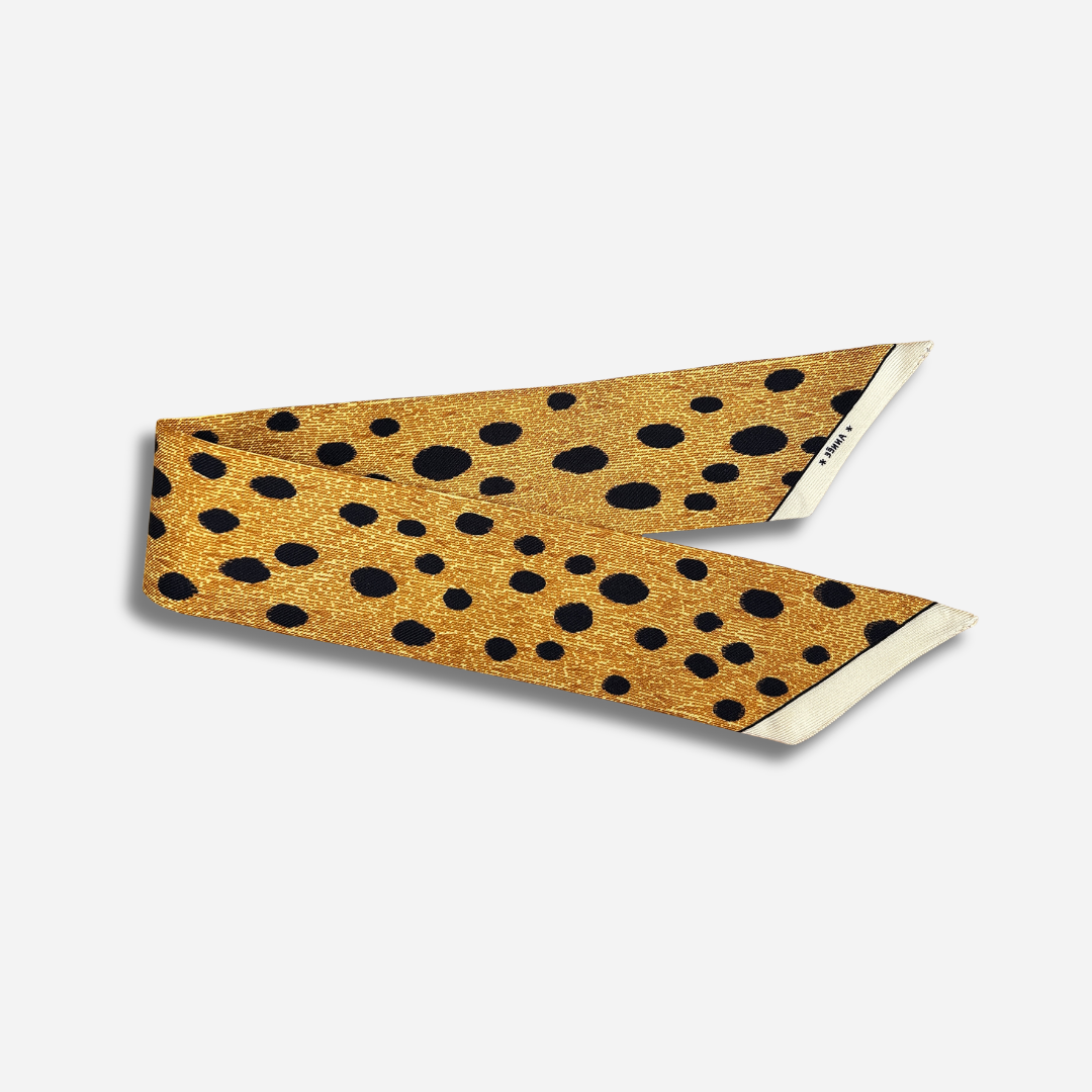 Ruban en soie 4 cm Guépard ocre et noir An-née pour manchette
